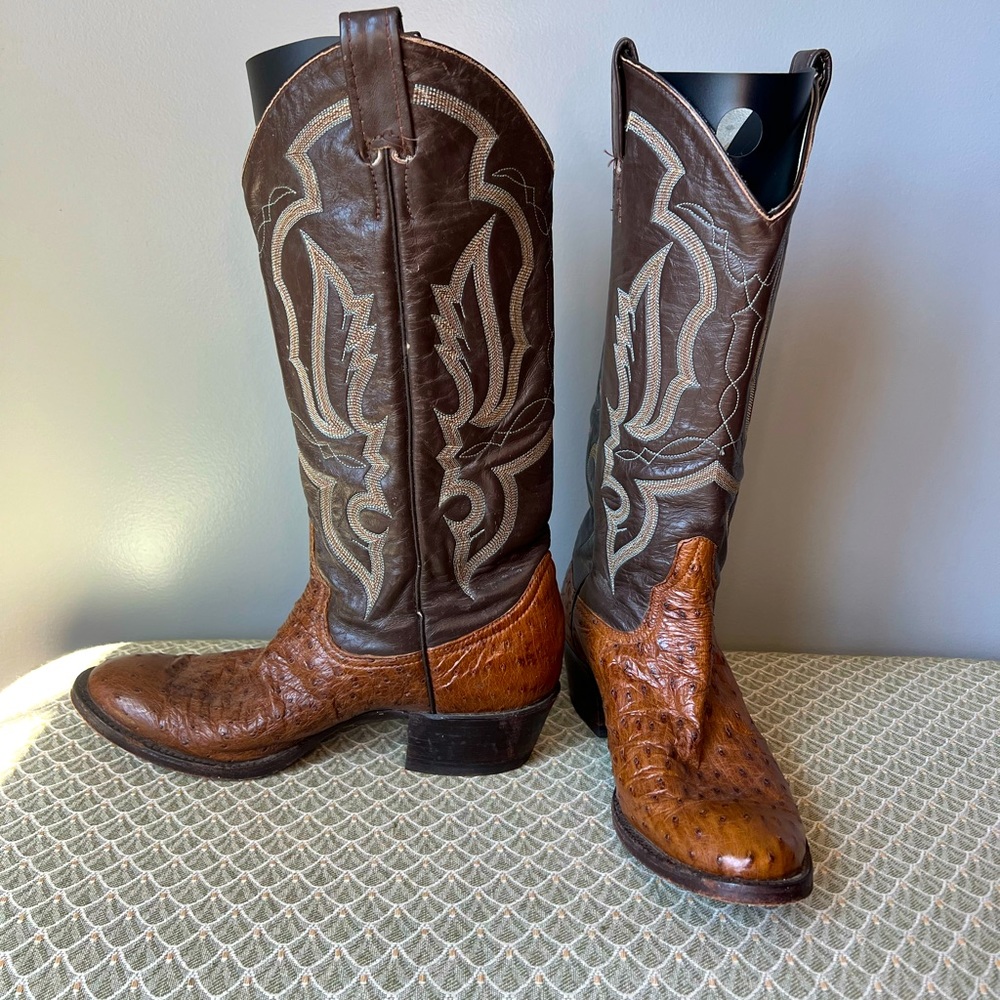 Larry Mahan vintage cowboy boots leather/ostrich size 9 women / 8 men’s